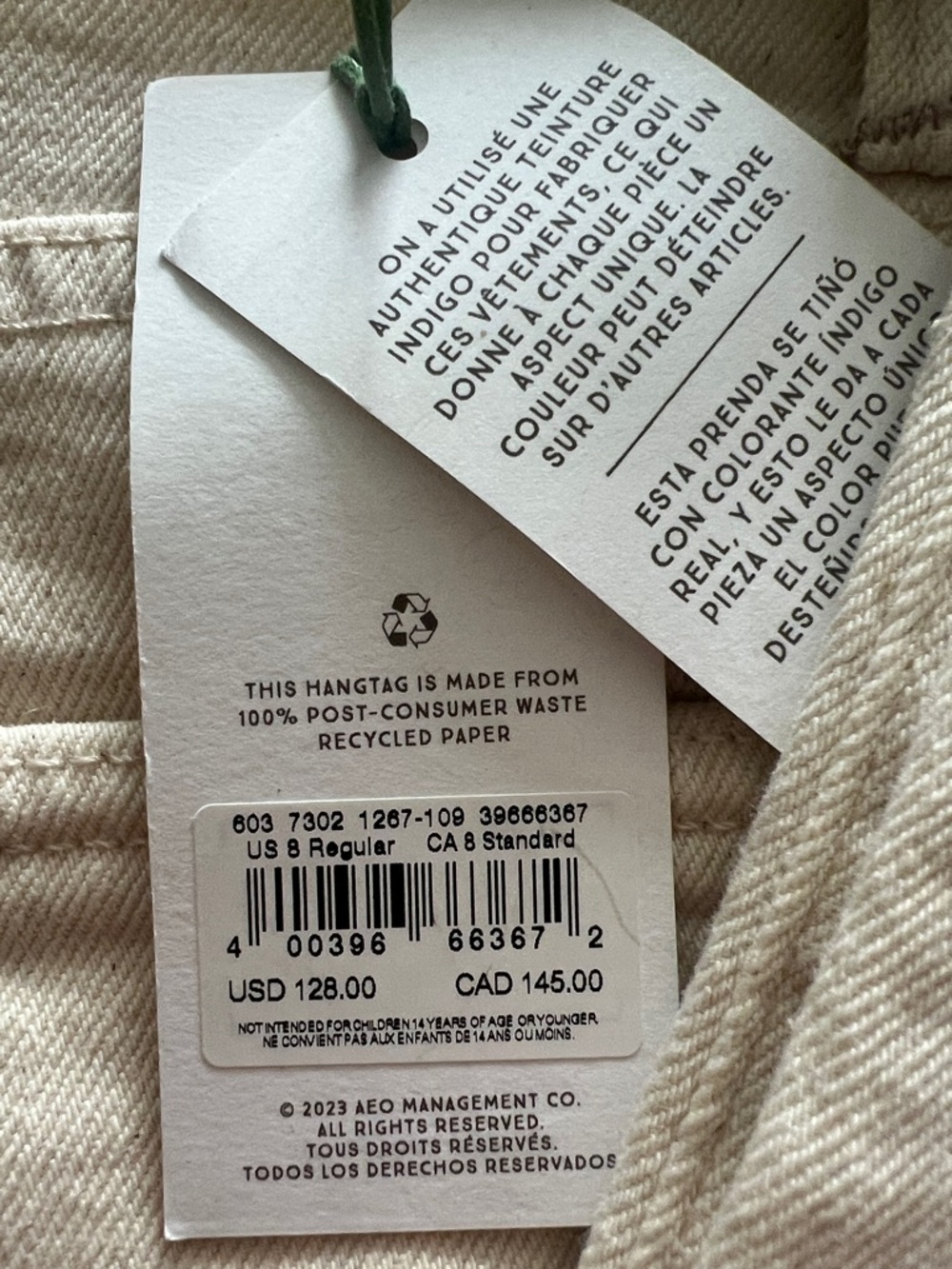 AE77 Cream White Jeans - Picture 2 of 3